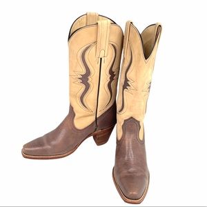 Frye Teju Western Cowboy Boots, Brown, Tan, 8.5 AA